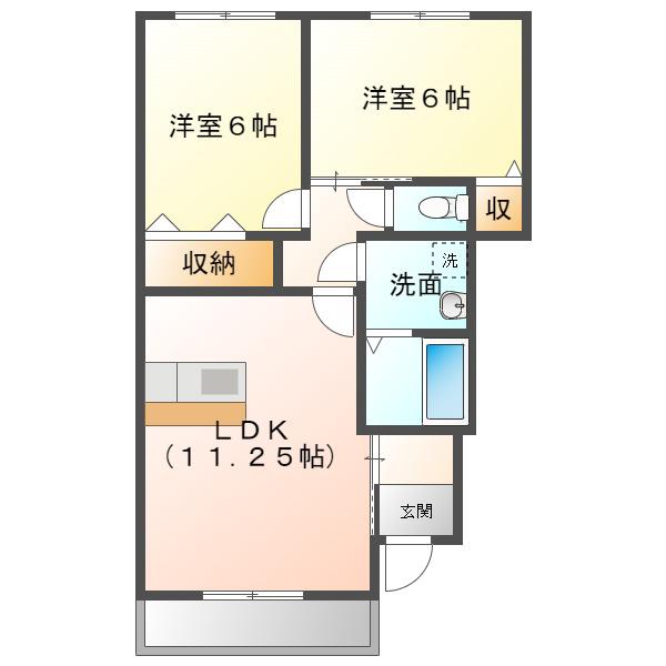 カサベルデ(2LDK/1階)の間取り写真