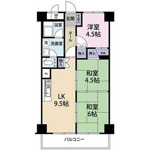 狭山ハウス2号館(3LDK/2階)の間取り写真
