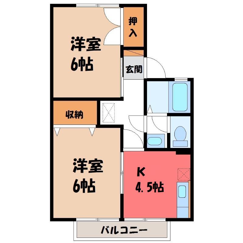 ポラールB(2K/1階)の間取り写真