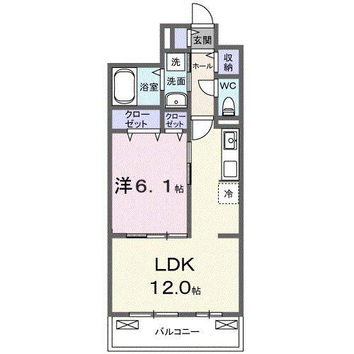ブライトリーフ(1LDK/3階)の間取り写真