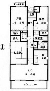 エスポワール豊中宮山(3LDK/2階)の間取り写真