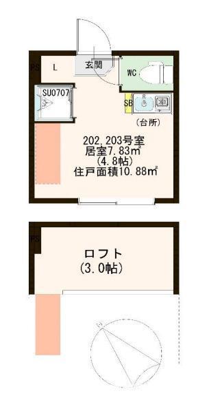 パルメゾン北赤羽(ワンルーム/2階)の間取り写真
