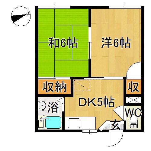 エステート城東(2DK/2階)の間取り写真