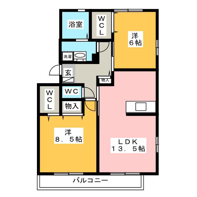 ラフィーネ・フォーレ(2LDK/1階)の間取り写真