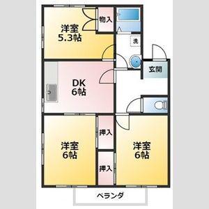 フラットサプレス市川B(3DK/2階)の間取り写真