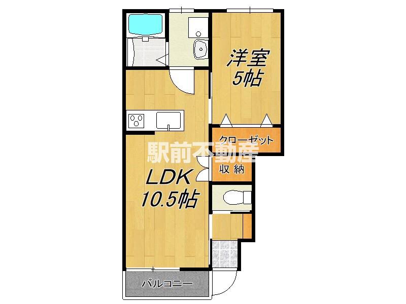エスカレント上峰I(1LDK/1階)の間取り写真