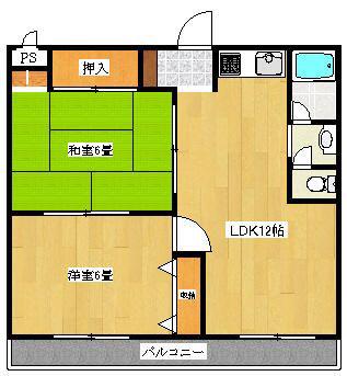 中村第一ビル(2LDK/5階)の間取り写真