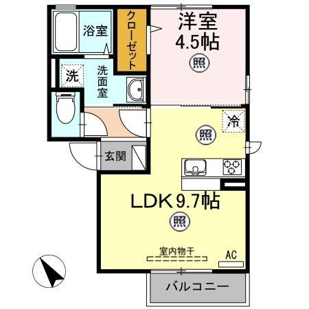 コーポ光新宿 1LDK(1LDK/2階)の間取り写真
