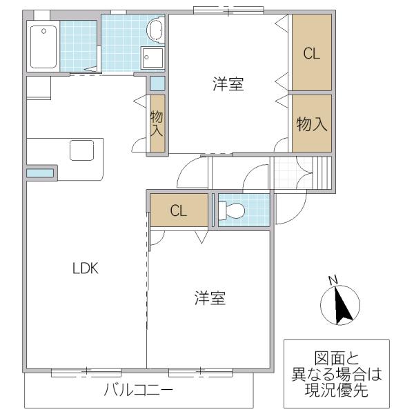 ベルジュール(2LDK/1階)の間取り写真