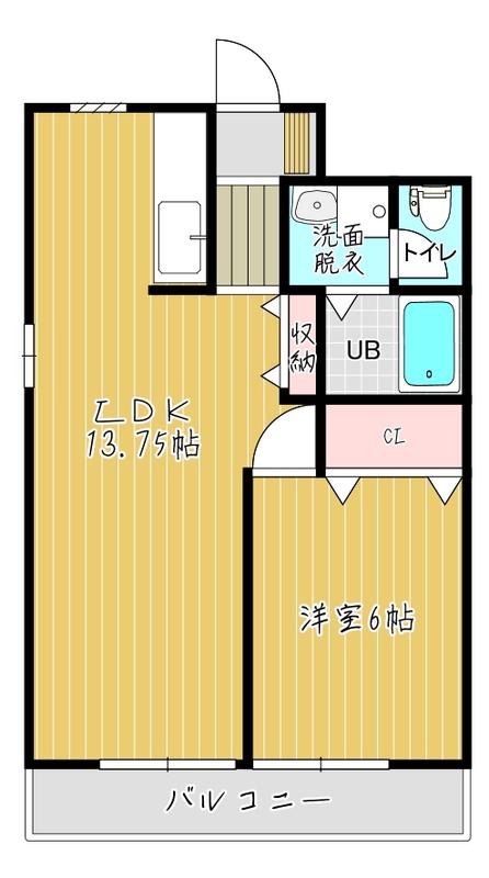 メゾン一伸(1LDK/4階)の間取り写真