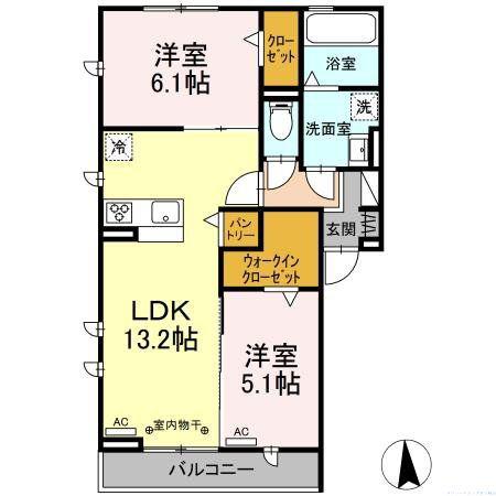 MANOIRBLANCII(2LDK/3階)の間取り写真