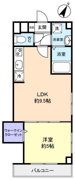 REGULUS緑が丘(1LDK/3階)の間取り写真