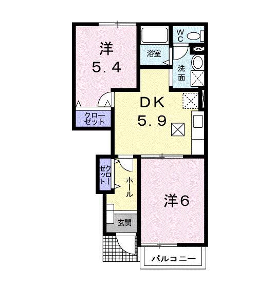 サンライトヒルズ(2DK/1階)の間取り写真