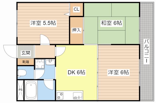 メゾン桑野(3DK/3階)の間取り写真