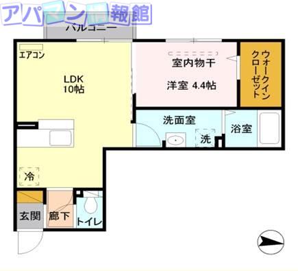セイチ上近江C(1LDK/1階)の間取り写真