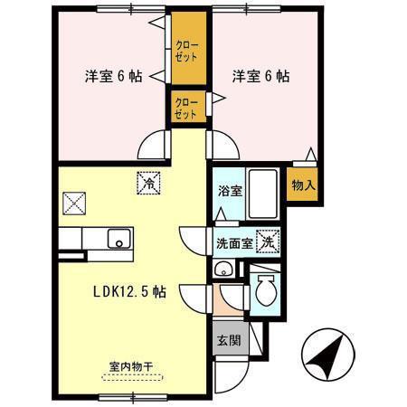 グラン・シャリオ(2LDK/1階)の間取り写真