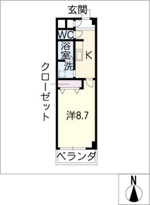 エスパシオ可児(1K/2階)の間取り写真