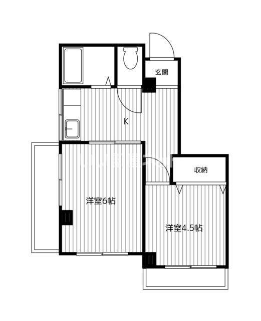 第10むさしマンション-I(2K/3階)の間取り写真