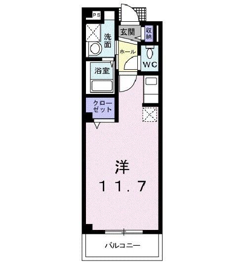 ユングフラウII(ワンルーム/3階)の間取り写真