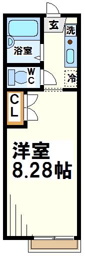 リライズ国領(1K/1階)の間取り写真
