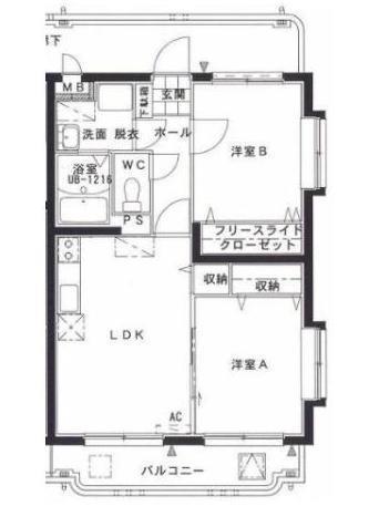 テルガーデン小松(2LDK/3階)の間取り写真