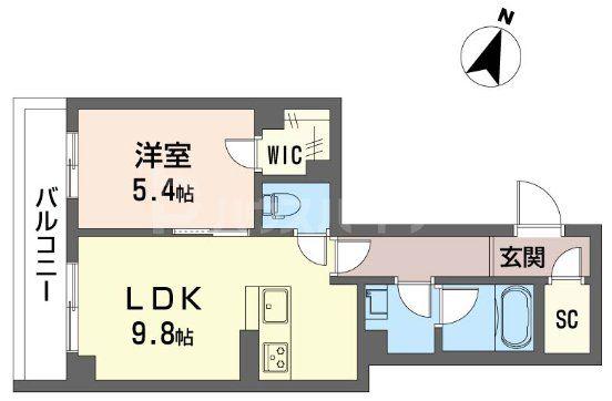 フェリーチェIII(1LDK/2階)の間取り写真