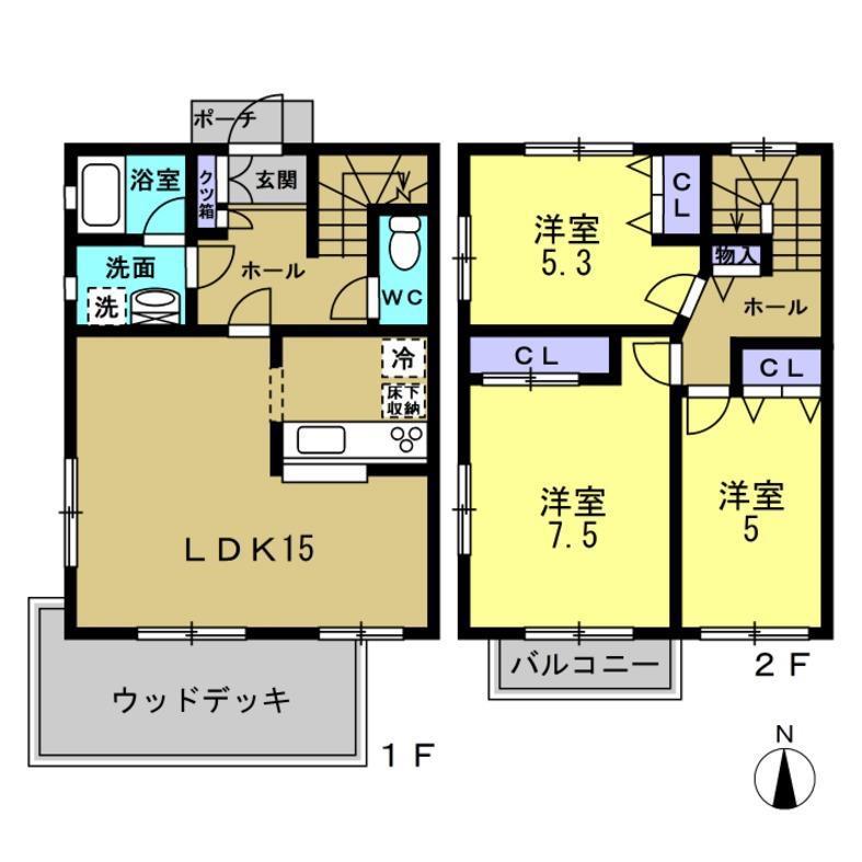 パインガーデン芦屋川PHIIB棟(3LDK/1階)の間取り写真
