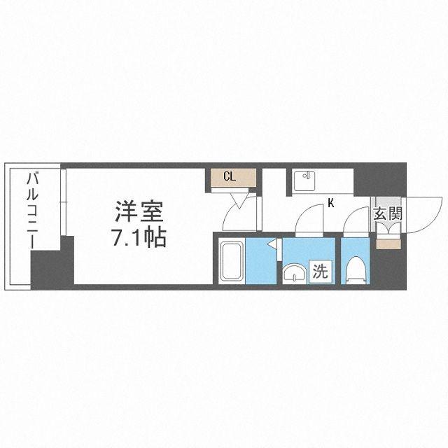 S-RESIDENCE福島GRANDE(1K/10階)の間取り写真