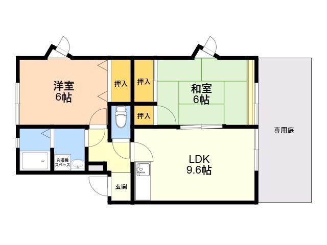 ティアラ新飼 A(2LDK/1階)の間取り写真