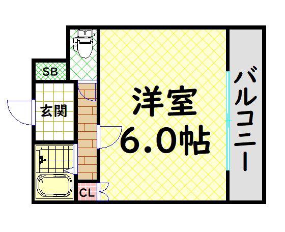 シャルマンフジ堺市弐番館(1K/1階)の間取り写真