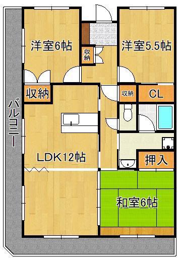 エクセレント中井(3LDK/11階)の間取り写真