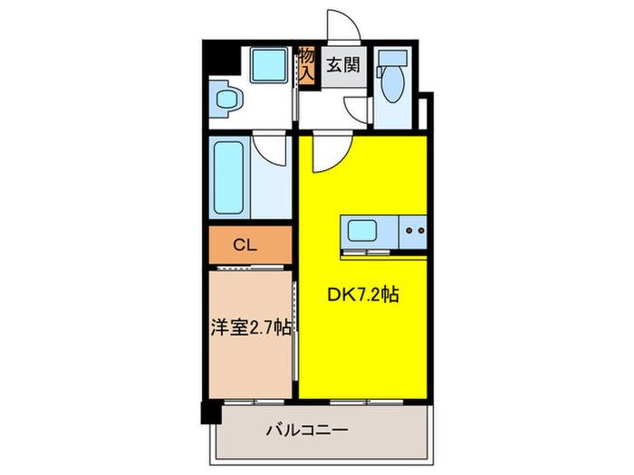 アルティザ大橋駅前(1LDK/4階)の間取り写真