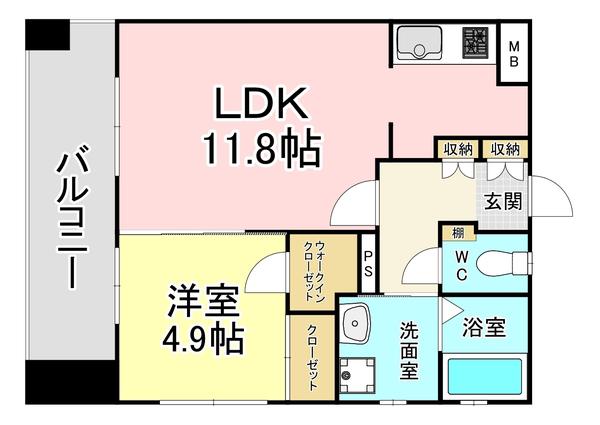 門司ポロニア弐番館(1LDK/6階)の間取り写真