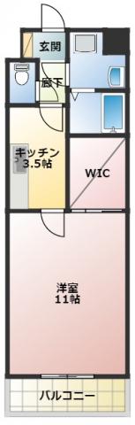 コートリー(1SK/2階)の間取り写真