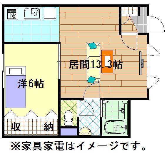 イーストHILL(1LDK/1階)の間取り写真
