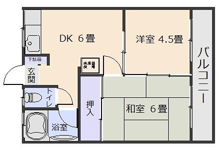 太陽ビル(2DK/4階)の間取り写真