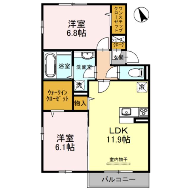 セジュールSO(2LDK/1階)の間取り写真