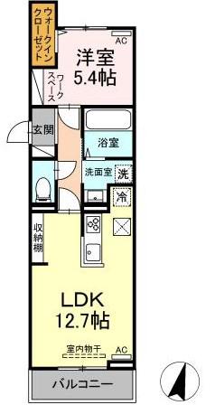 アンシャンテ中根(1LDK/3階)の間取り写真