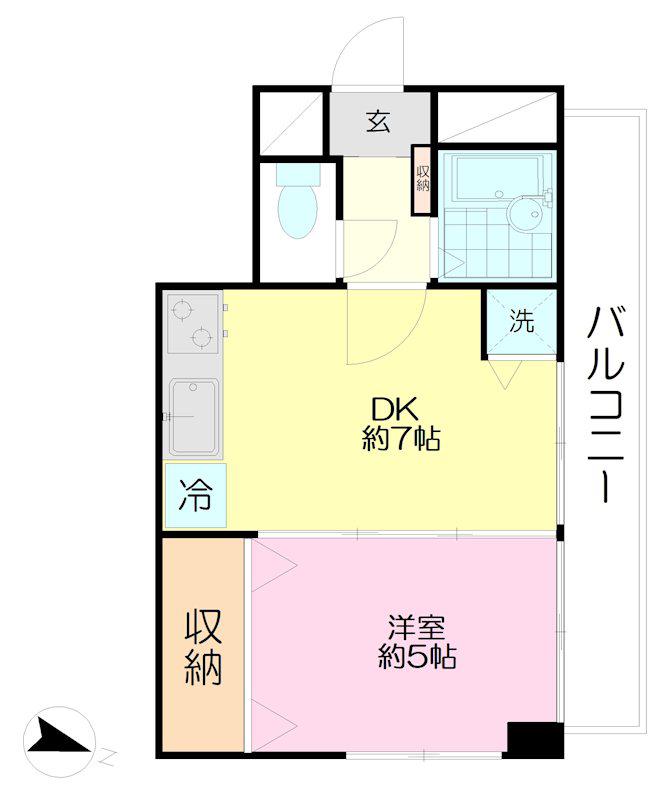 ツインリーブス(1DK/4階)の間取り写真