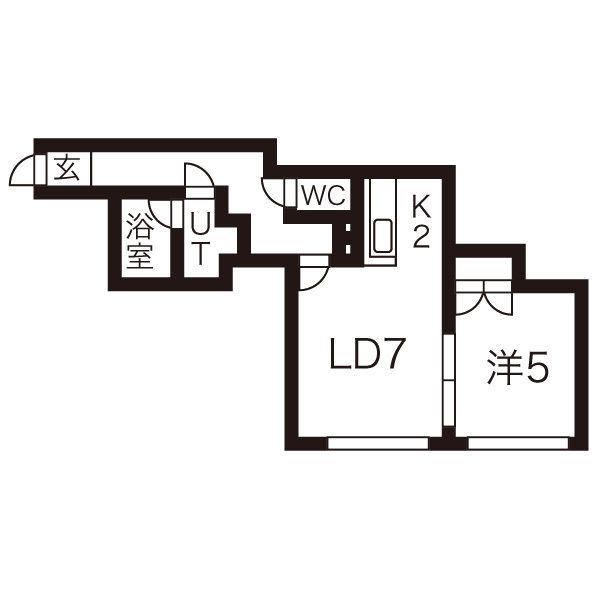 カルムプラッツ北円山(1LDK/2階)の間取り写真