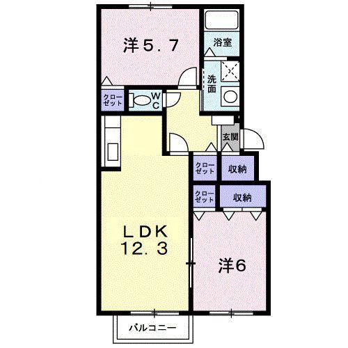 インサイドヴィレッジ(2LDK/2階)の間取り写真