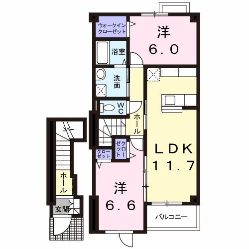 アードリゲ駒沢(2LDK/2階)の間取り写真