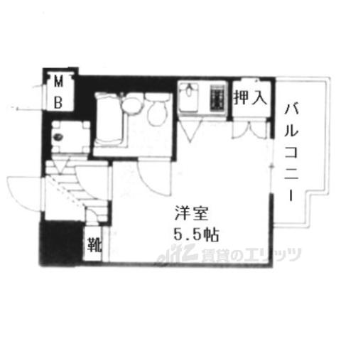 ライオンズマンション京都河原町(1K/8階)の間取り写真