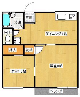 コーポラスTSUKASA(2DK/1階)の間取り写真