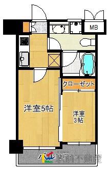 ルネッサンス21薬院サウス(2K/3階)の間取り写真