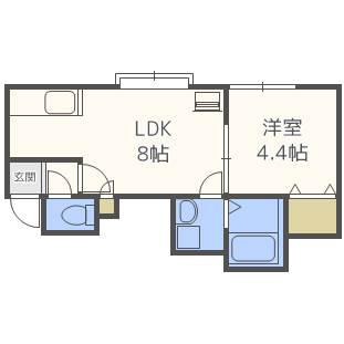 モンテN26(1LDK/2階)の間取り写真