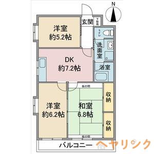 華寿美乃郷(3DK/2階)の間取り写真