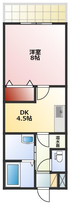 グレースヒルズ東原(1DK/5階)の間取り写真