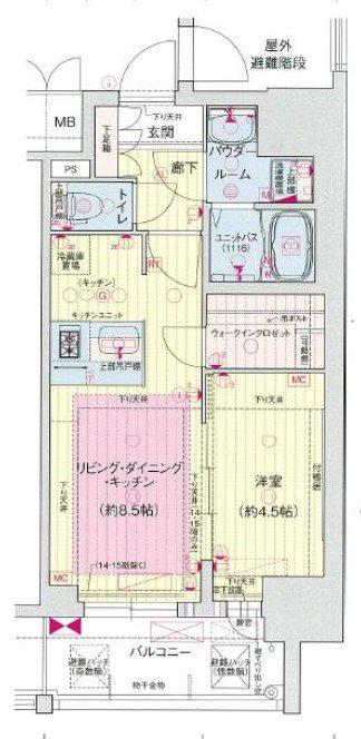 プレサンス桜通ザ・タイムズ(1LDK/15階)の間取り写真