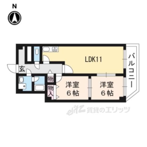 グレースコート洛(2LDK/4階)の間取り写真